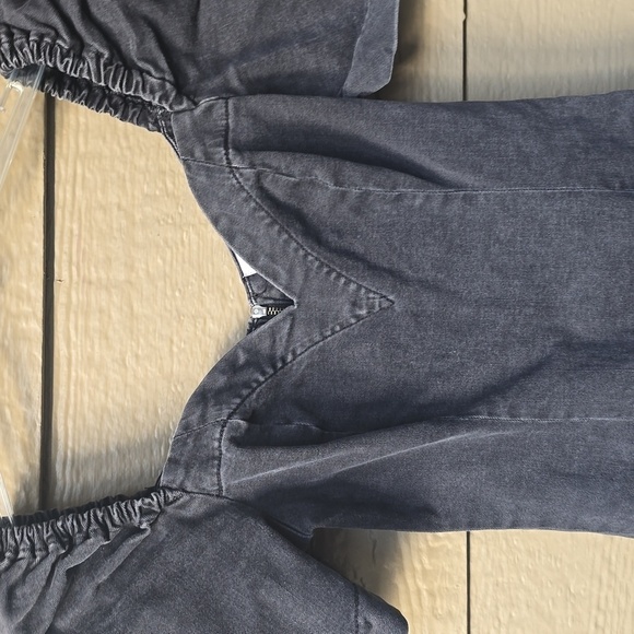 UO Urban Outfitters Chelsea Denim Puff Sleeve Mini Dress  black S Small - Picture 13 of 15